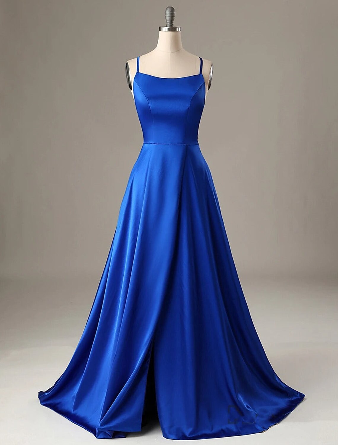 A-Linie Abendkleid Sexy Kleid Formeller Hochzeitsgast Sweep / Pinselzug Ärmellos Spaghettiträger Charmeuse mit Schlitz